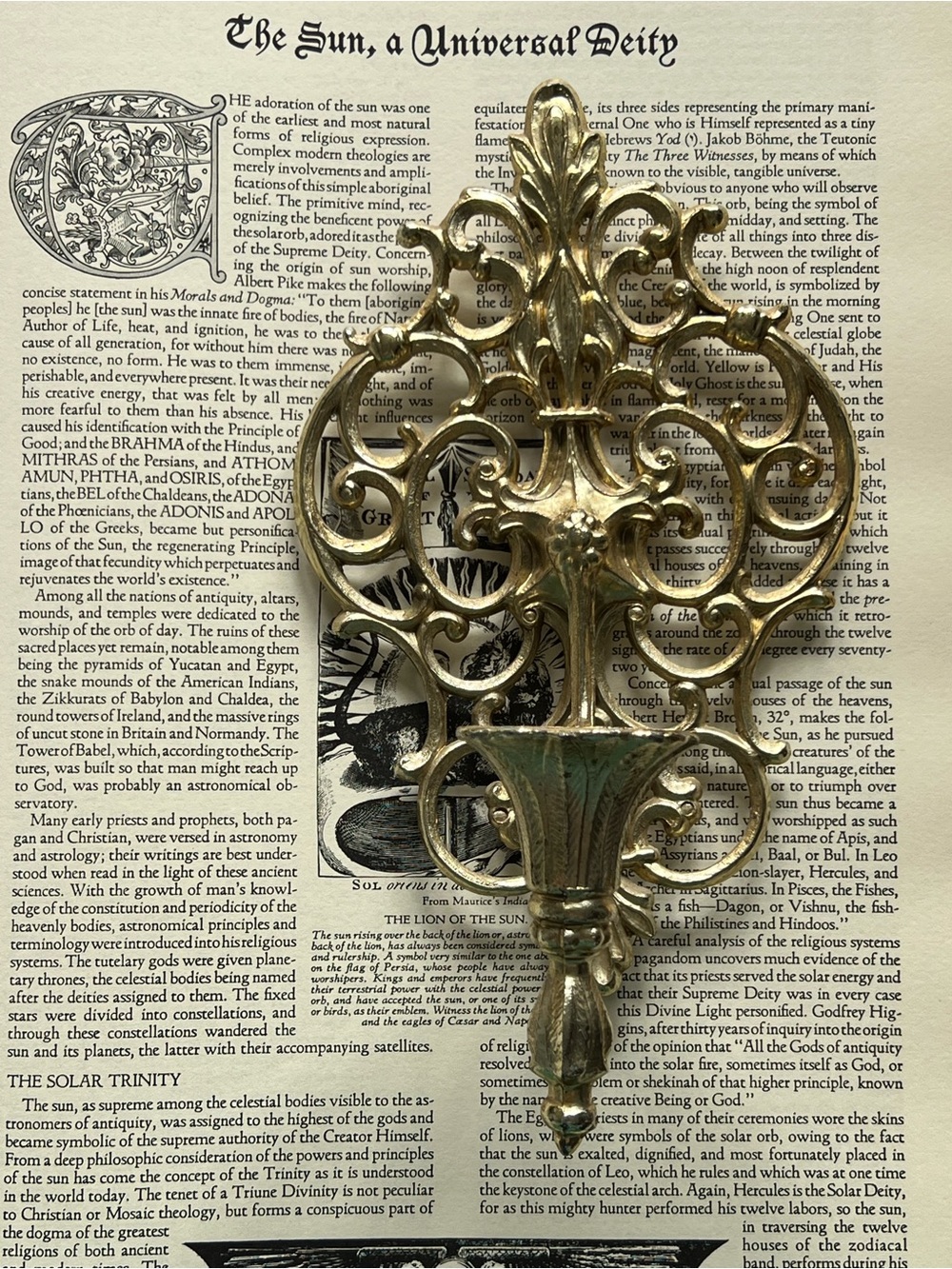 Vintage Ornate Brass Wall Candle Sconce
